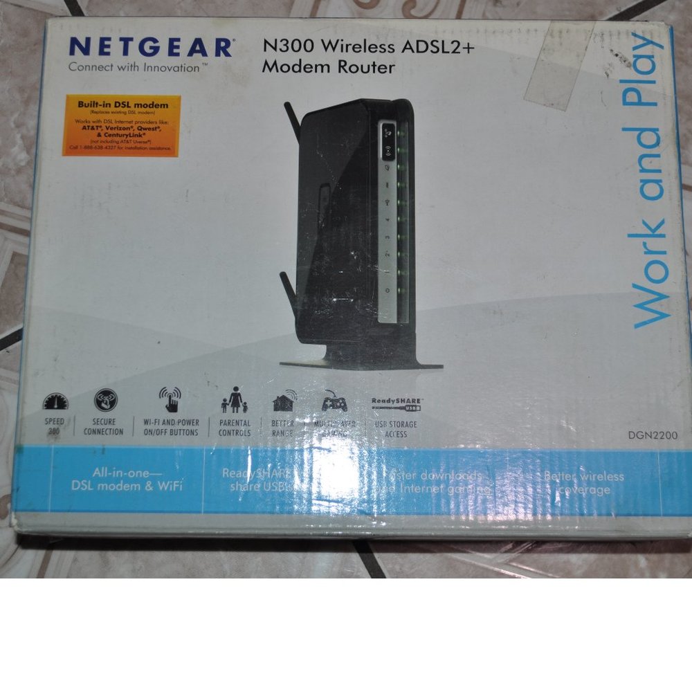 Netgear N300 Wireless ADSL 2+ Modem Router DGN2200 NBN Compatible